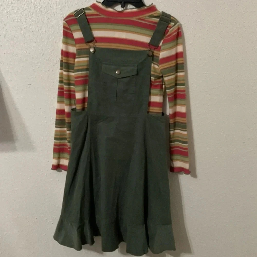 Bonnie Jean Girls 6X Olive Green 2-Piece Stripe Corduroy Jumper Set NWT